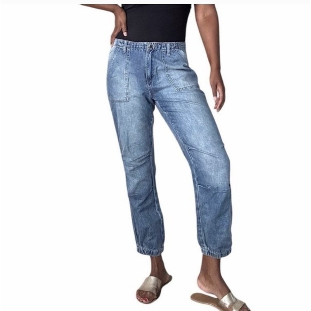 RM Rebecca Minkoff Denim Jogger Jeans M‎ Blue Utility Pocket Relaxed Fit